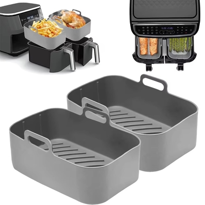 Vierkante voedselkwaliteit siliconen potliners voor Ninjas Dual Air Fryer herbruikbaar en zonder stok